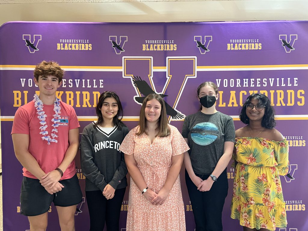 Group photo of five student award winners