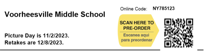 QR code from Upstate Images for Nov. 2 Picture Day. Retakes are Dec. 8.