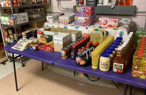 Food items on tables in Blackbird Community Shop.