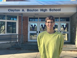 Vincent Coppola stands in front of Clayton A. Bouton High School