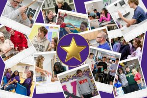 Collage of photos of high school students with a circle and star in the center.